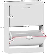 Vida Designs White Shoe Cabinet 2 Drawers Wooden Storage Unit Slim Hallway view 3