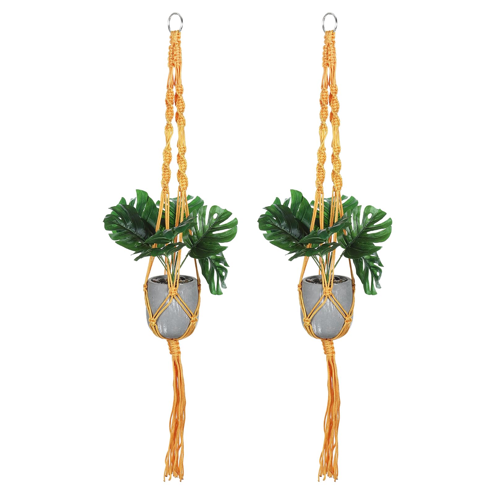 PATIKIL Macrame Plant Hangers Indoors, 2 Pack Hanging Plant Shelf Planter Basket Nylon Rope for Home Decor Hanging Wall Ceiling Window, Orange