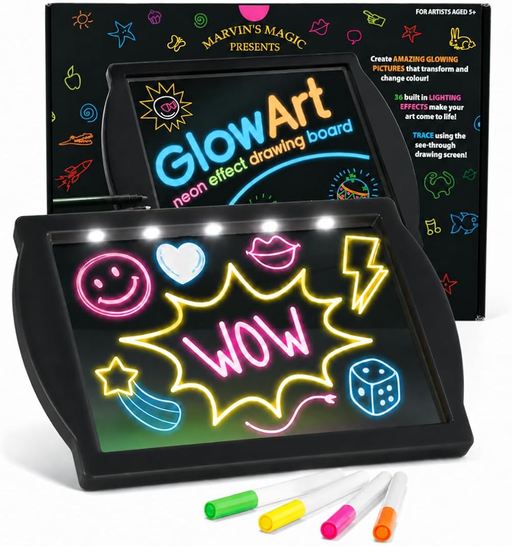 Marvin's Magic Glow Art LED Drawing Board for Children Neon Colour Pens