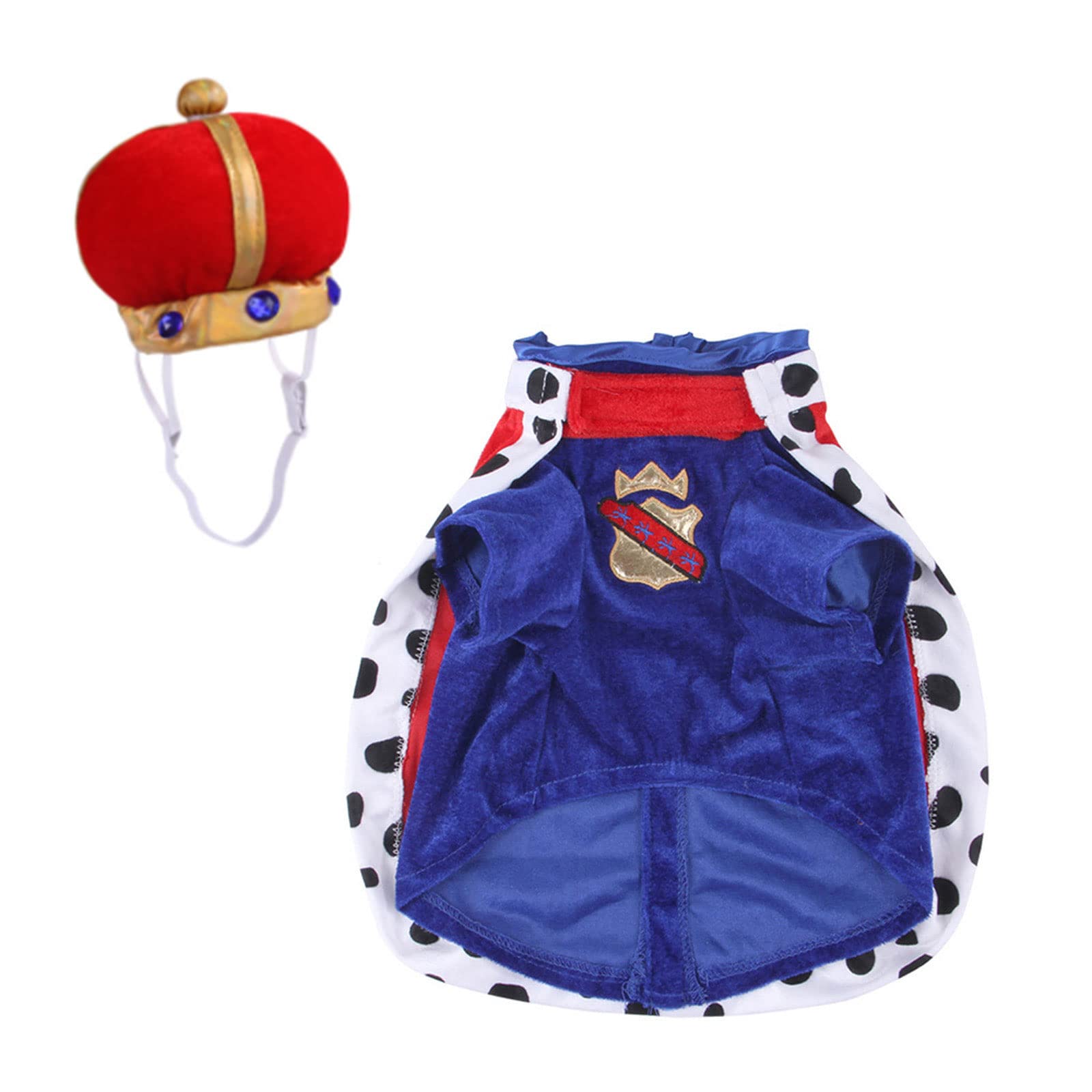 Camidy Pet Dog Costume, Dog Cape Clothes with Kings Crown Halloween Cape Suit for Small Large Dogs