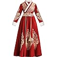 Girls' Chinese Hanfu Suit Winter New Year Dress Thickened Chinese Long Sleeve Dress Ancient Costume