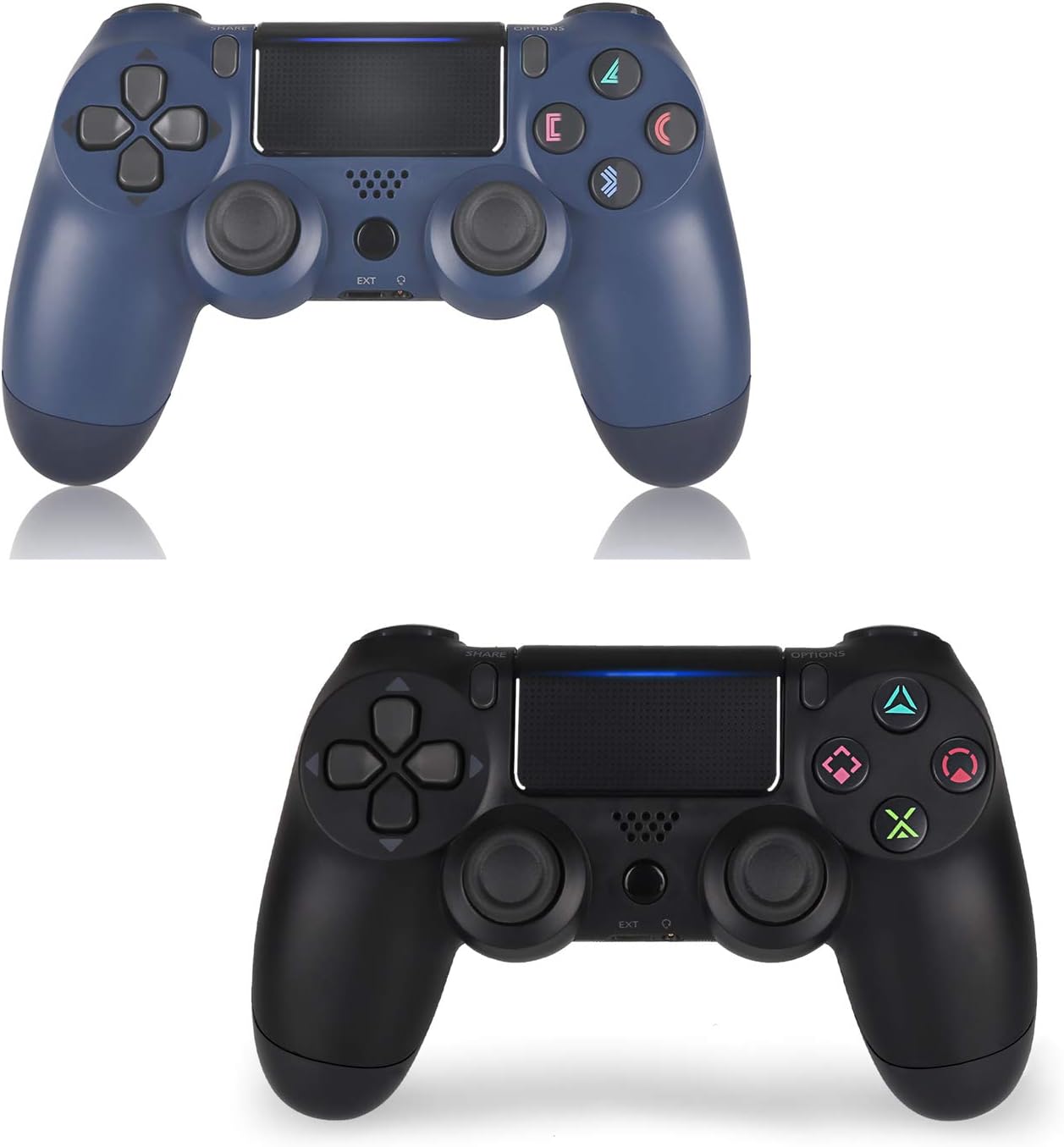 Wireless Controller Remote for PS4 - Foster Gadgets Control Joystick for Sony Playstation 4 with Double Shock (Black and,Midnight Blue, Fall 2019 New)