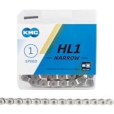 KMC HL1 Narrow Chain - Single Speed 3/32", 100 Links, Half Link Chain, Silver