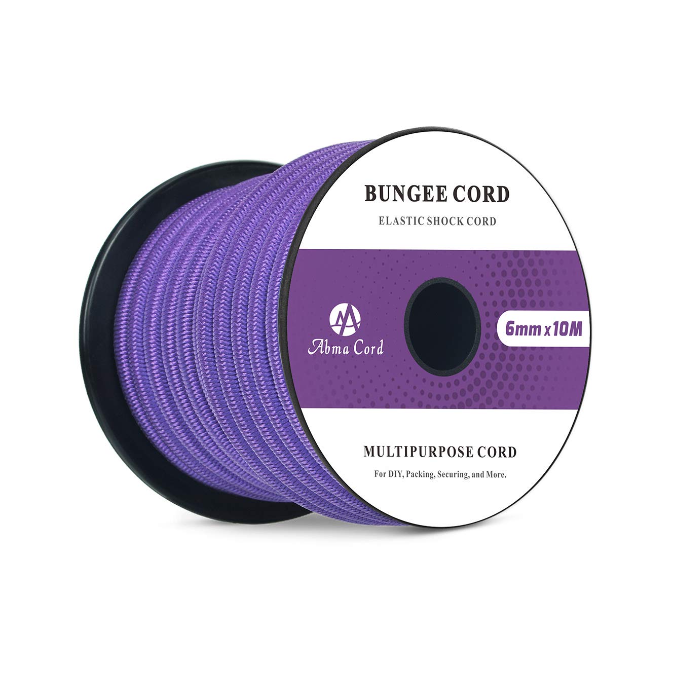 Abma Cord Bungee Cord 6mm 10M Elastic Shock Cord 100% Stretch Elastic Bungee Rope for Tarpaulin, Trailer, Backpack, Tent Pole, Kayak - Purple โ image 1