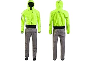 Dry Suits for Men in Cold Water Kayaking,Demanding Whitewater Paddling with Hooded,Green