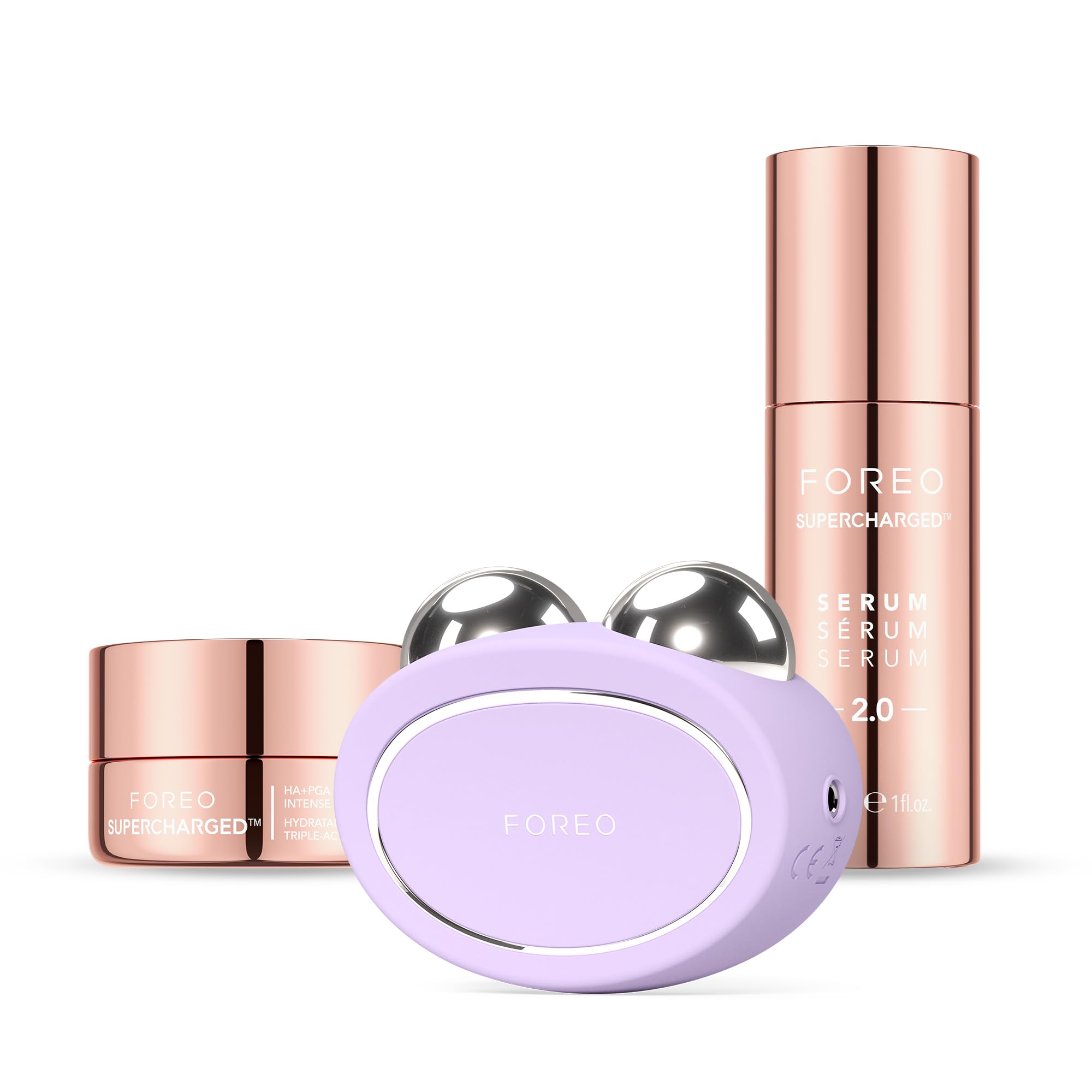 Photo 1 of *** PARTIAL SET *** FOREO Total Facelift Bundle - BEAR 2 Advanced Microcurrent Facial Device + SUPERCHARGED SERUM 2.0 1 oz + SUPERCHARGED HA+PGA Triple Action Intense Moisturizer 0.5 oz - Anti Aging - Skin Care Tools