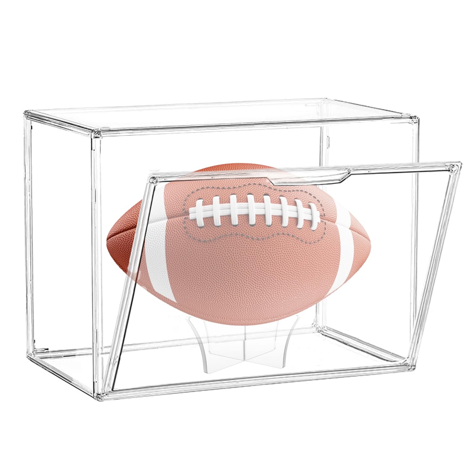 Photo 1 of ***BROKEN EDGE***FavorFishFans Football Display Case, Acrylic Football Display Case, Football Holder Case with UV Protection, Professional Grade Stackable Football Display Box Full Size (1PC Football Display Case)***BROKEN EDGE***