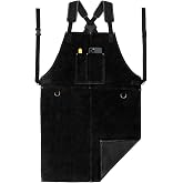 LeaSeek Leather Welding Apron, Heat &amp; Flame-Resistant Heavy Duty for Men | 24"x36" cowhide leather apron, adjustable M-L, for blacksmithing, forging, BBQ, grilling, workshop, woodworking