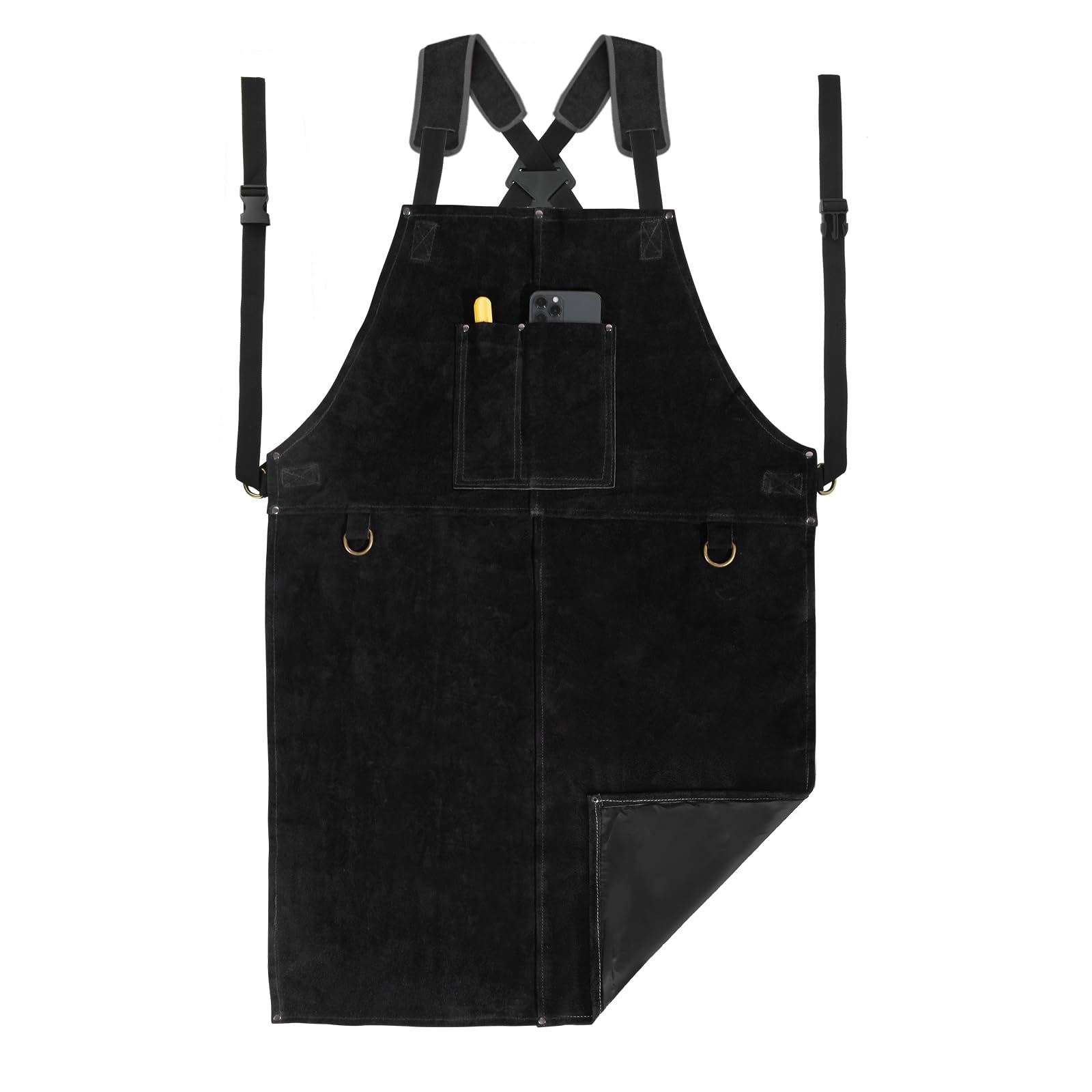 Leather Welding Work Apron - Heat Resistant & Flame Resistant Blacksmith Apron, Flame Retardant Heavy Duty BBQ