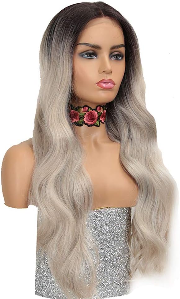 NOBLE Easy 360 Lace Frontal Wigs Big Head Friendly|28 inch Long Wavy Wigs What Lace HD Lace Transparent|Synthetic Ombre Gray Pink Wig