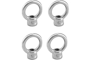 QWORK Lifting Eye Nut, 4 Pack, 1/4" UNC Marine Grade Stainless Steel 316