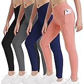 EXARUS 4 Pack Girls Leggings Teen Yoga Pants Crossover V Waist Ankle/Full Length High Waisted for Sports Tween Casual