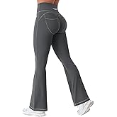 YEOREO CoreFlex Mini Flare Workout Leggings with Pockets for Women Butt Lifting High Waisted Hidden Scrunch Gym Denim Pants