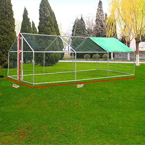 Idealchoiceproduct 20x10ft Large Metal Chicken Coop Wakl-in Chicken Coops and Runs Backyard Hen House Farm Ranch Run Walk in Poultry Cage - Thumbnail 3