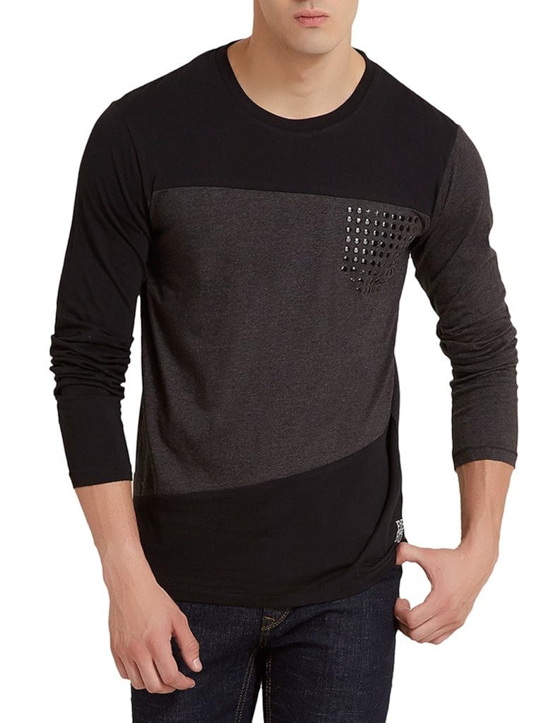 elaborado men's round neck tshirt - black