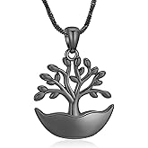 Yinplsmemory Cremation Jewelry Tree of Life Urn Ashes Necklace for Women Men Stainless Steel Memorial Loved One Ashes Necklace for Human/pet