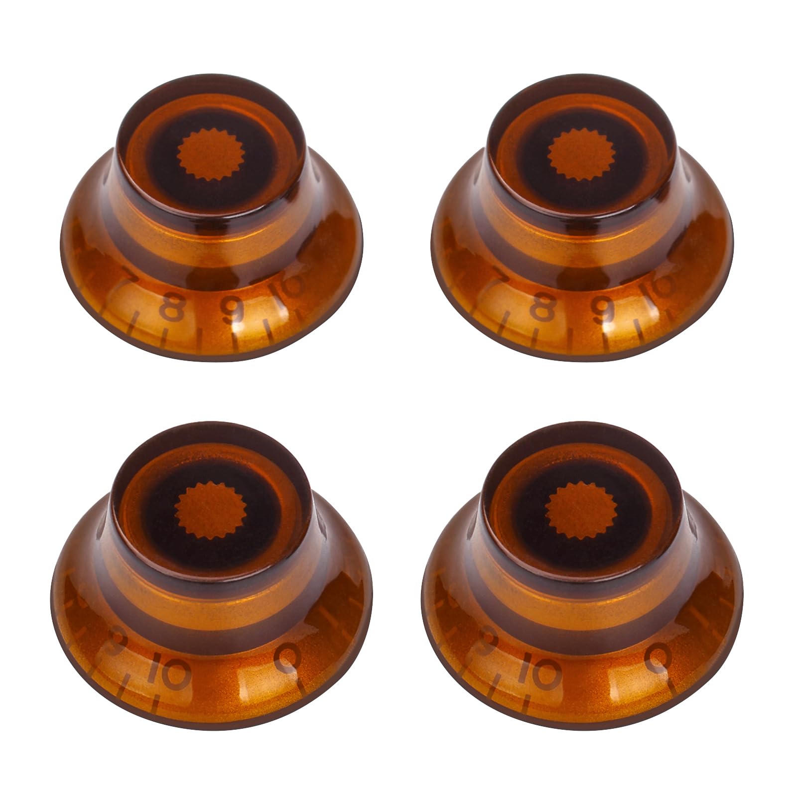 Banworks Electric Guitar Control Knobs 2 Tone 2 Volume '50s Style Knobs Top Hat Metric 6mm (15/64") 18-Spline Bell Top Hat Knobs for Epiphone Les Paul LP SG Electric Guitars Pack of 4 JT/XN-01 Amber