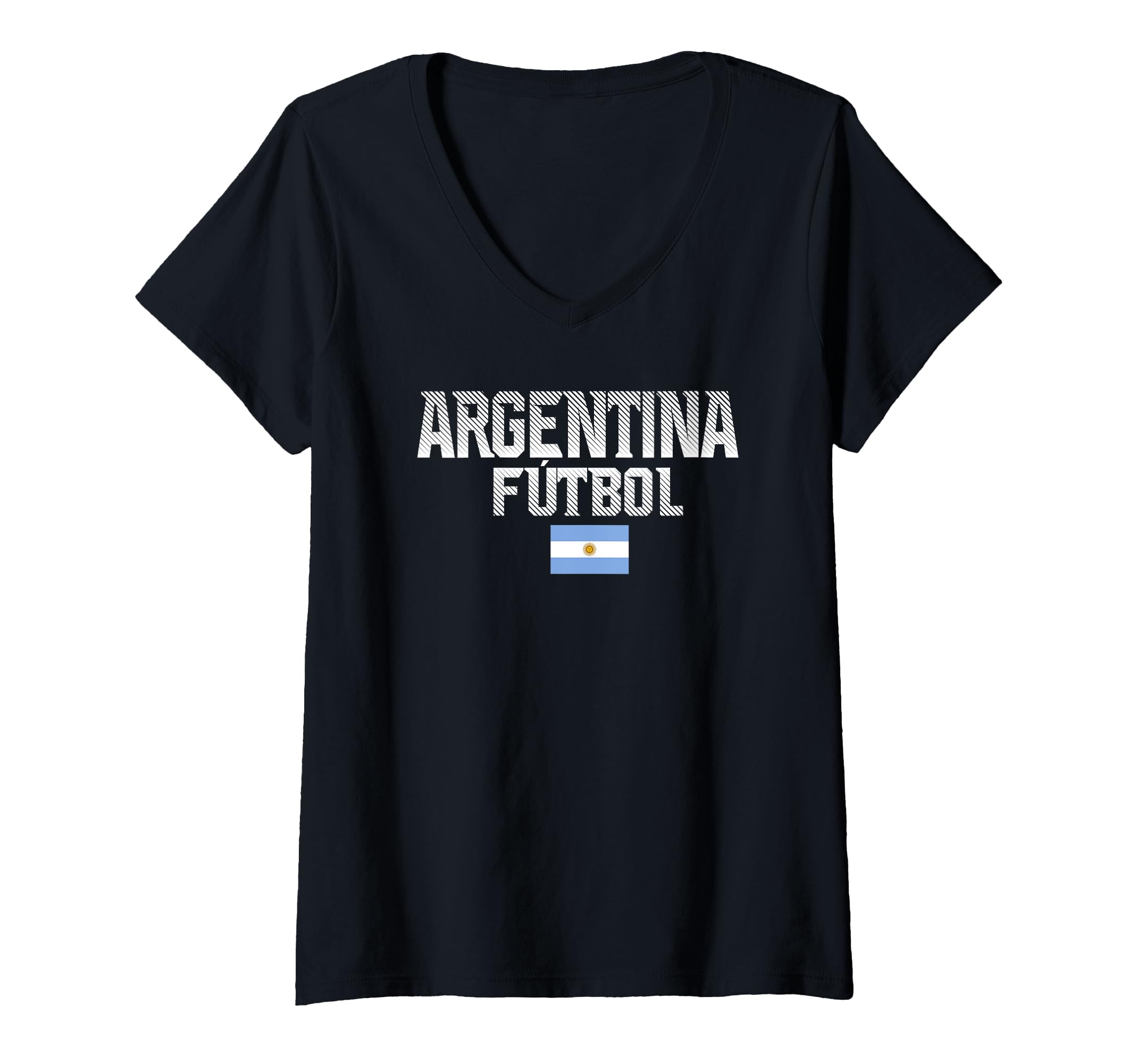 Womens Argentina Futbol Centre Flag V-Neck T-Shirt