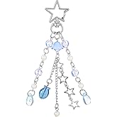 Ptwola Jellyfish Keychain Cute Ocean Style Bag Charms Fish Aesthetic Car Keychains Metal Star Beaded Tassels Purse Accessories Decoration for Women Teen Girls Gifts Key Handbags Backpack Halloween