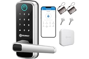 Smart Door Lock with Handle: Olumat Keyless Entry Door Lock with WiFi Gateway - Smart Locks for Front Door with Keypad - Fingerprint Lock