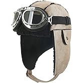 ililily Aviator Hat Winter Snowboard Fur Ear Flaps Trooper Trapper Pilot Goggles