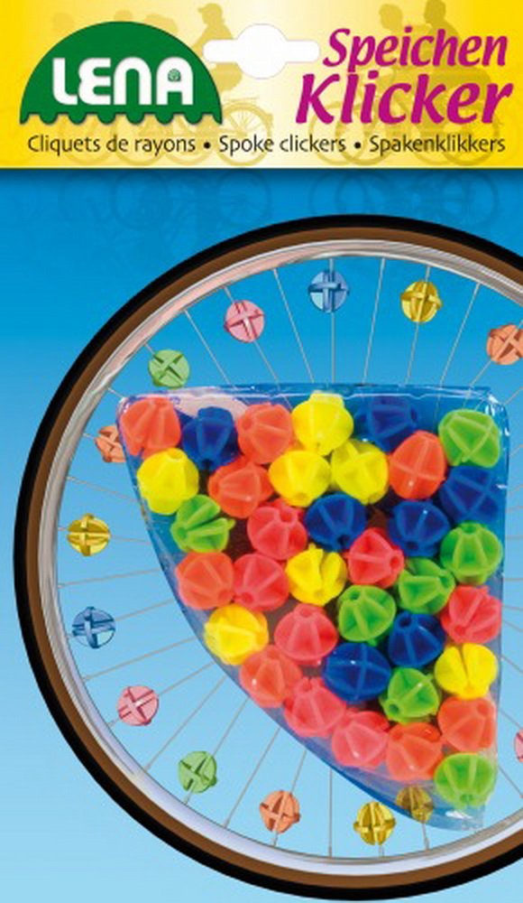Lena 61094 – Pack of 36 Spoke Clicker Beads for Bicycle, Tricycle or Scooter, Spoke Clips as Children's Bicycle Accessories, Colourful Plastic Clips for Children from 3 Years
