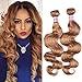 Aigemei Virgin Peruvian Hair Bundles Body Wave Honey Blonde Weave Hair Human Bundles 100% Unprocessed Human Hair Extensions 1 Bundles 22inch Peruvian Body Wave Human Hair Bundles