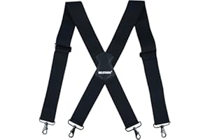 MELOTOUGH Men's Suspender 1.5/2 Inch Wide Suspenders Full Elastic X Back Suspender with Snap Hooks
