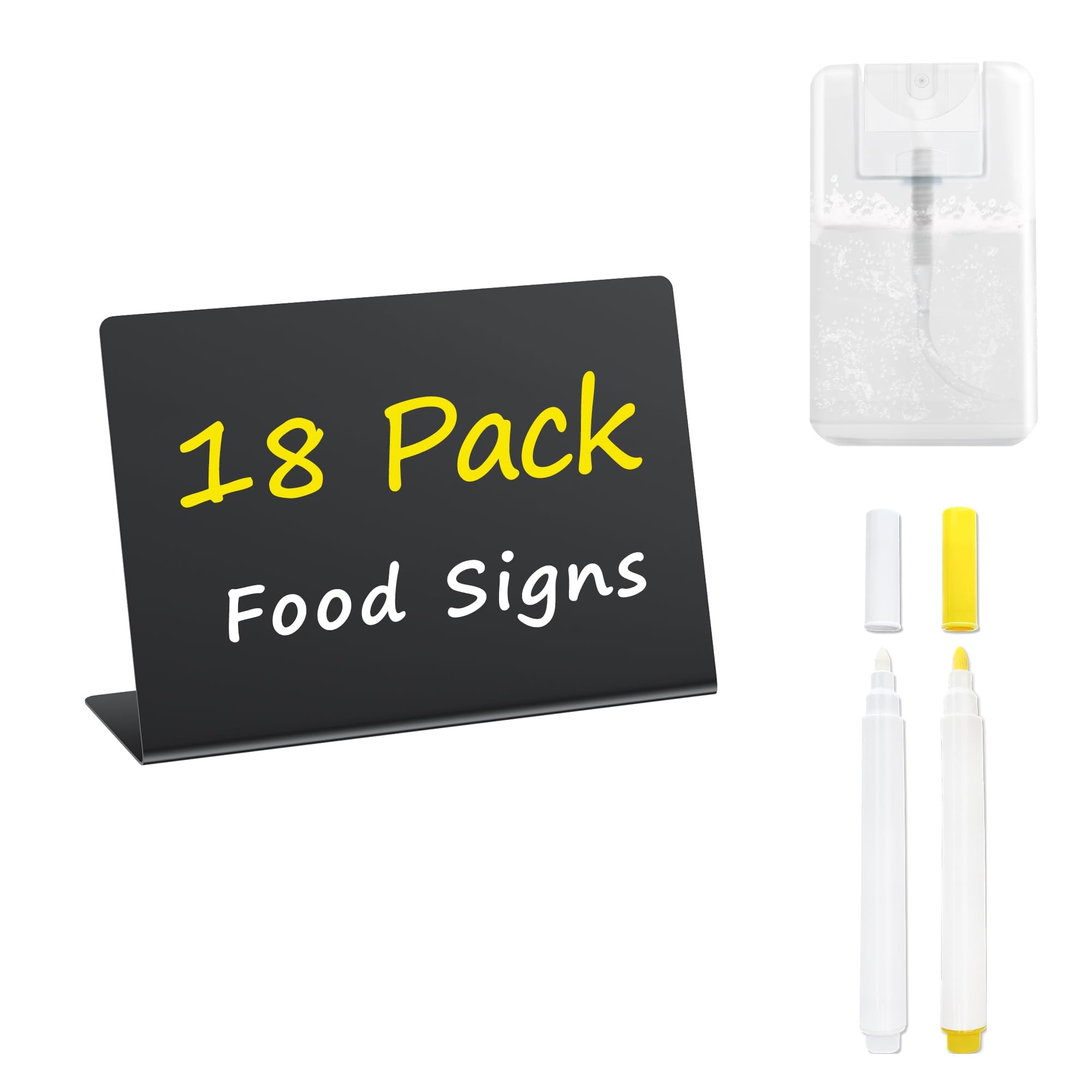 Photo 1 of PigPotParty 18 Pcs 4"x3" Mini Food Labels for Party Buffet - Mini Chalkboard Signs for Food Display - Food Labels - Table Name Tags - Wedding Place Cards - Include 2 Wet Erase Markers