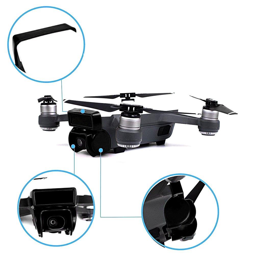 SHiZAK Camera Lens Anti-Glare Sunshade Gimbal Sun Hood Shield Guard Cover Lens Hood Lens Guard Protector for DJI Spark Drone (Black)