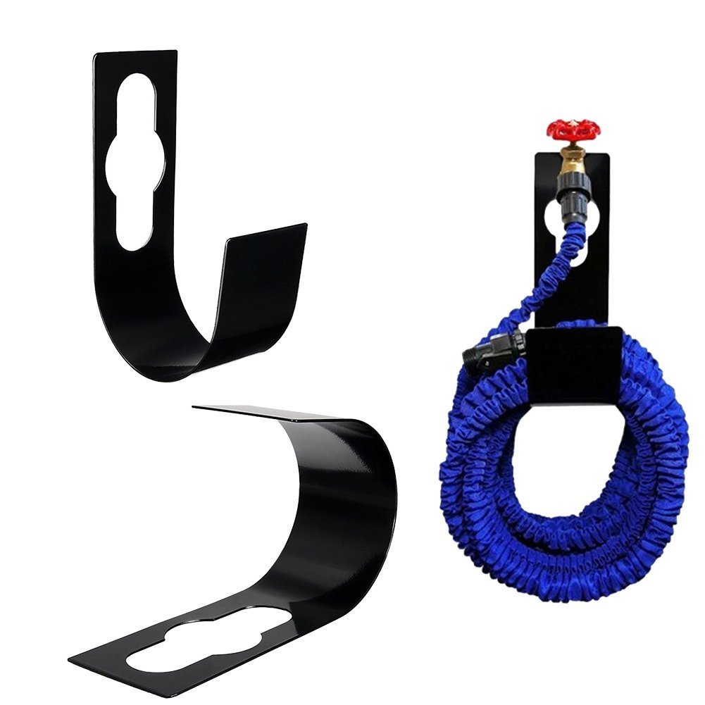 Best Sturdy Garden Spigot Hook Hose Holder, LENPOW Durable Metal Wall Mount Expandable Watering Hose Hanger Hook, Pipe Holder Tidy Hook Reel Tap for 100ft heavy Garden Irrigation Hose - Black