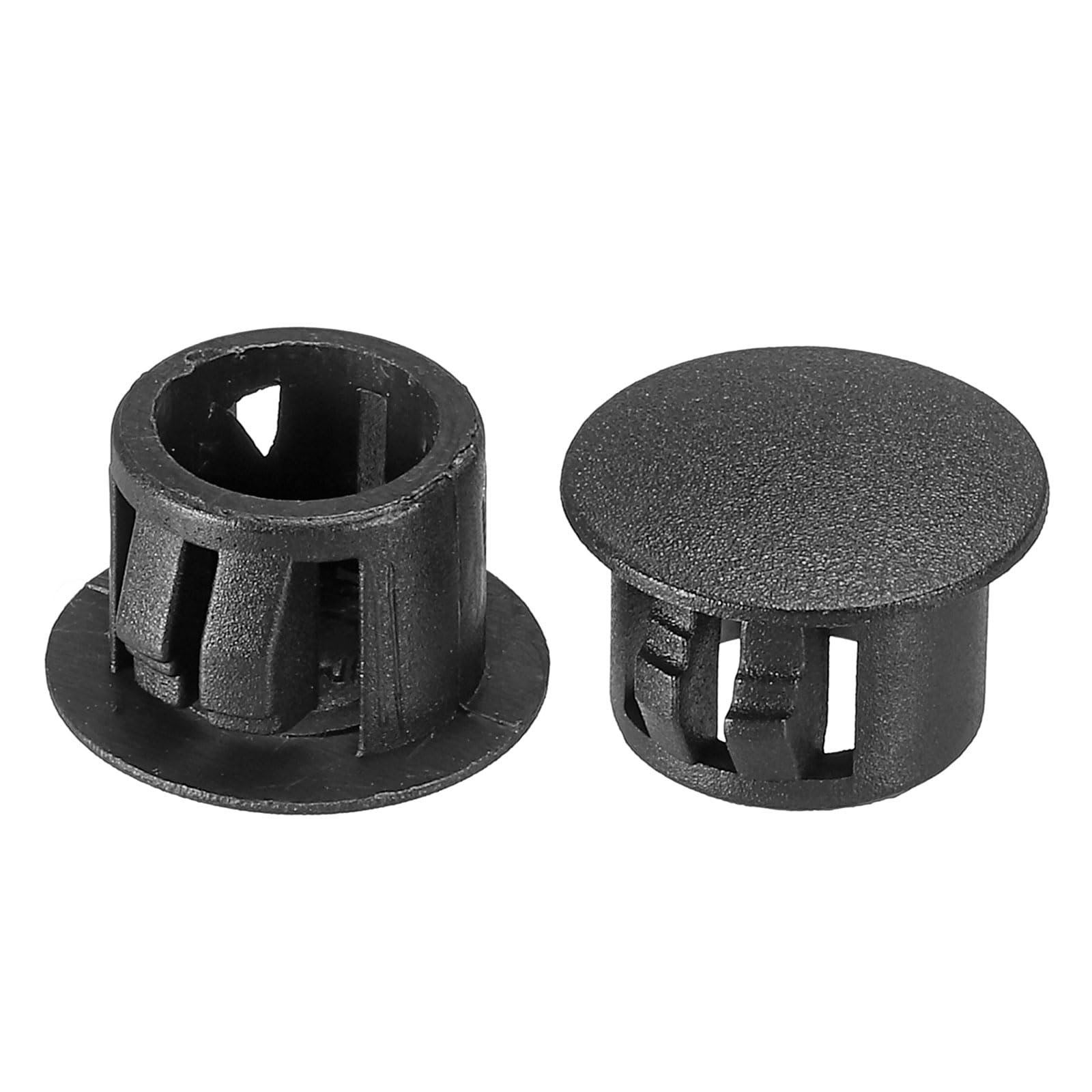 PATIKIL 12mm (1/2") Plastic Hole Plugs, 60Pcs Flush Type Round Hole Plugs Cover Snap in Locking Hole Tube for Table Kitchen Cabinet Furniture, Black