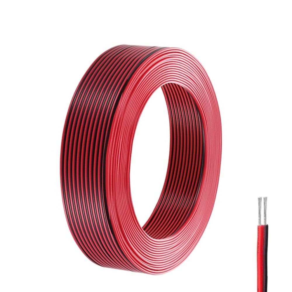 20 Meter Electrical Wire 22AWG Extension Electric Cable 2 Core Flexible Extension Cable Low Voltage 22 Gauge PVC Stranded Tinned Copper Wire for Single Color LED Strip Light