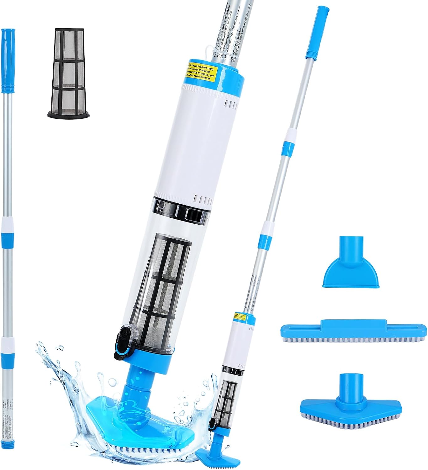 4 in 1 Cordless Rechargeable Small Pool Vacuum spa hot tub 90 Mins Running Time, 12 Gallons/Min Powerful Suction