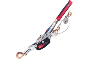 JOYANALL Come Along Winch,5 Ton Capacity Portable Power Puller with 11.5FT Steel Cable,Heavy Duty Come Along Tool with Dual Gears,3 Hooks,Hand Winch Tool