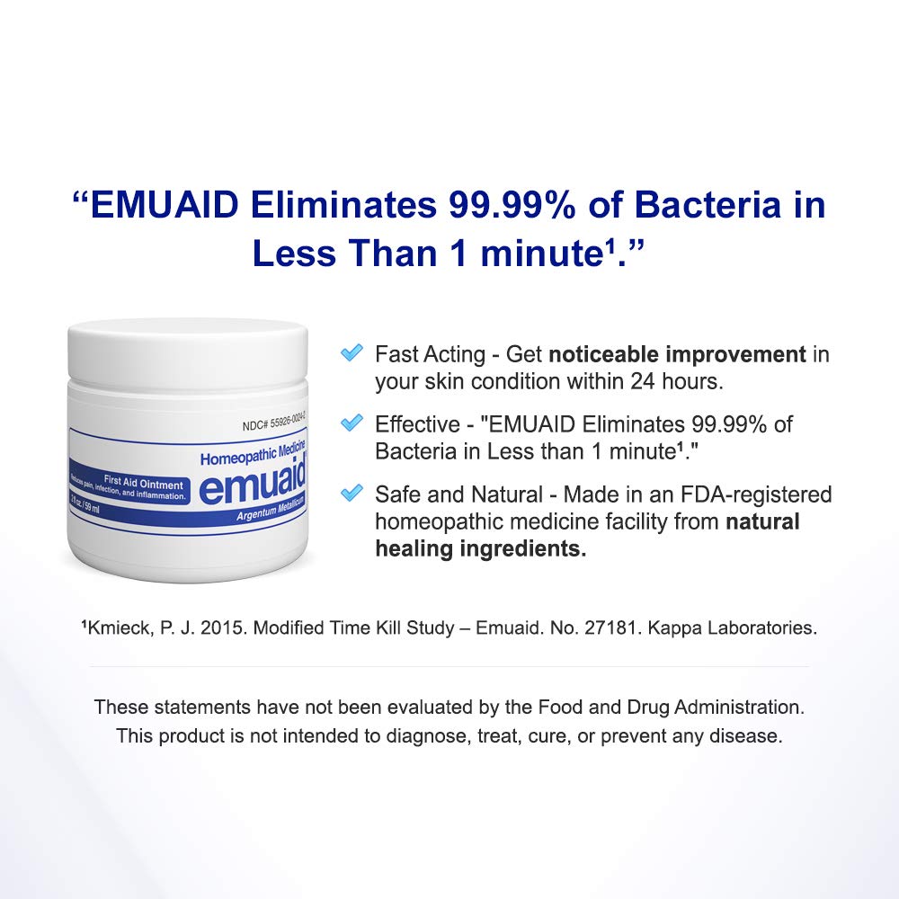 emuaid Ointment for Eczema and Psoriasis Relief, Reduces Itching, Pain, Swelling, Regular Strength Treatment for 100+ Skin Conditions, Steroid and Chemical-Free, Suitable for All Ages, 0.5oz