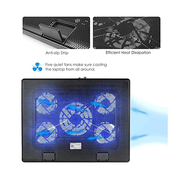 MVPower-Laptop-Cooling-Pad-with-5-Fans-Adjustable-Stands-Ultra-Portable-Light-Weight-with-2-USB-ports-blue-LED-Suitable-for-12-17-inches-Laptop MVPower Laptop Cooling Pad with 5 Fans Adjustable Stands Ultra-Portable Light Weight with 2 USB ports, blue LED…