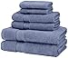 Amazon Brand – Pinzon 6 Piece Pima Cotton Bath Towel Set - Royal Blue