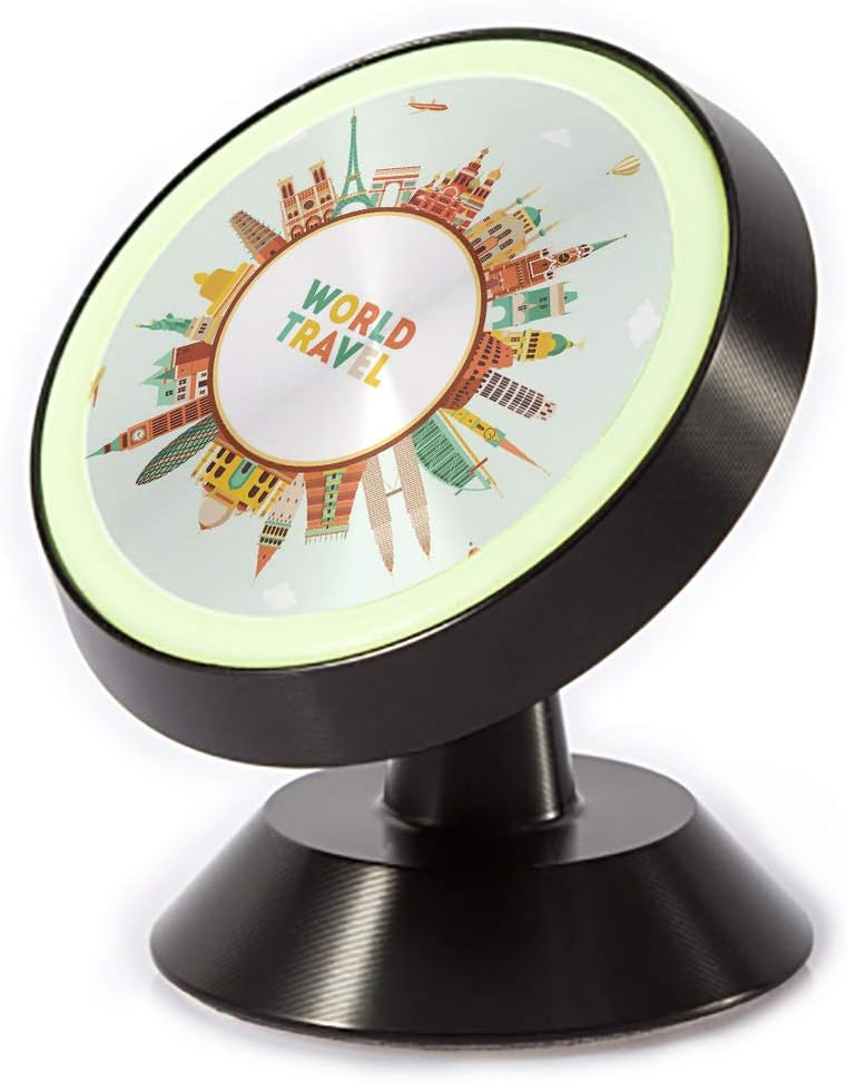 Tinmun Magnetic Phone Car Mount, World Famous Monuments Travel Around Universal Car Phone Holder for Dashboard