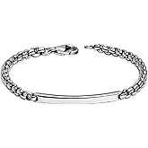 LeCalla Solid 925 Sterling Silver Men's Box Chain ID Bracelet | Italian Square Rolo Link Round Box Chain ID Bracelet for Men | Men's Silver Jewelry Bracelets, Made in Italy (7.5, 8, 8.5, 9 Inches)
