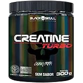 Creatine Turbo – sem sabor - Pote 300g - Black Skull - Suplementação para Treino, Performance, Ganho Muscular, Hipertrofia, F