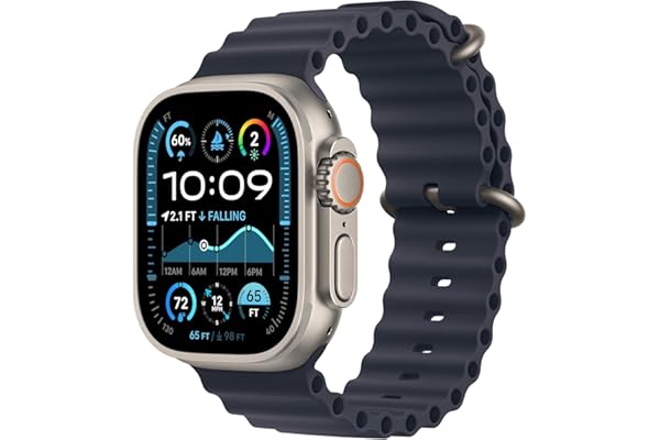 Apple Watch Ultra 2 [GPS + Cellular, 49mm] - Titanium Case with Blue Ocean Band, One Size (Renewed)