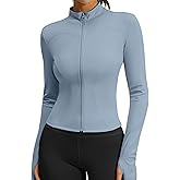 Zibnwek Athletic Jackets For Women Full Zip, Lightweight Long Sleeve Workout Jackets With Thumb Holes