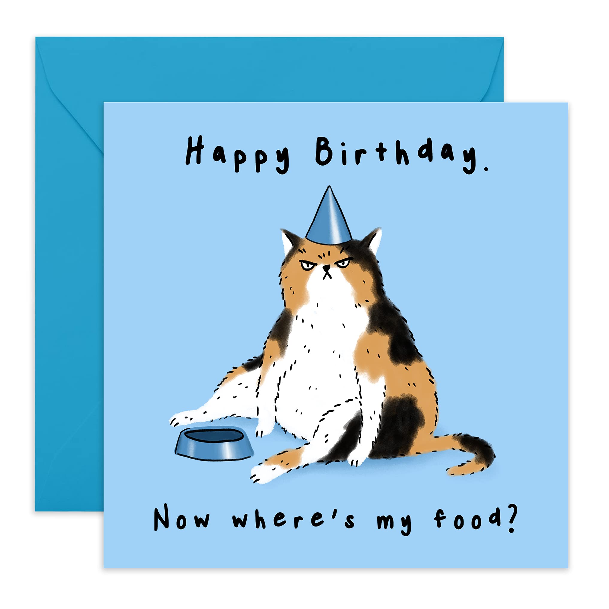 Central 23 - Funny Birthday Card - Cat Theme - 'Where's My Food' - For Friends - Comes with Fun Stickers