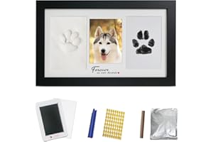 xuepett Dog Paw Print Kit with Frame, Paw Print Stamp Pad and Paw Print Clay, Paw Print Impression Kit with Customization Tool, DIY Memorial Gifts for Dogs Cats Lover