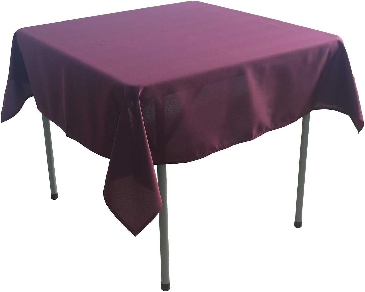 KaitatsuSen Square Polyester Fabric Tablecloth, Burgundy, 150x150 cm, 59.1 x 59.1 inch (Square)