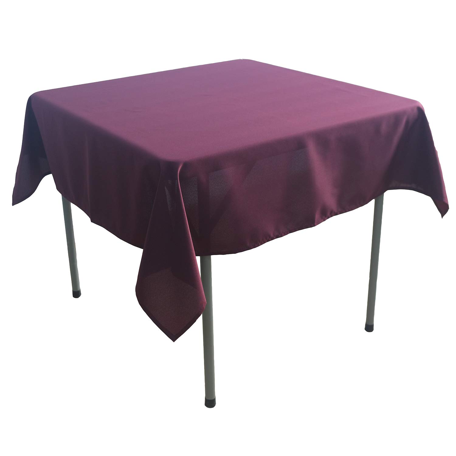 KaitatsuSen Square Polyester Fabric Tablecloth, Burgundy, 150x150 cm