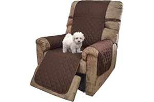 U-NICE HOME Recliner Chair Covers Reversible Chair Cover Pet Covers for Dogs with Elastic Straps Water Resistant Diamond Quilted (28''Recliner Oversized, Chocolate/Chocolate)