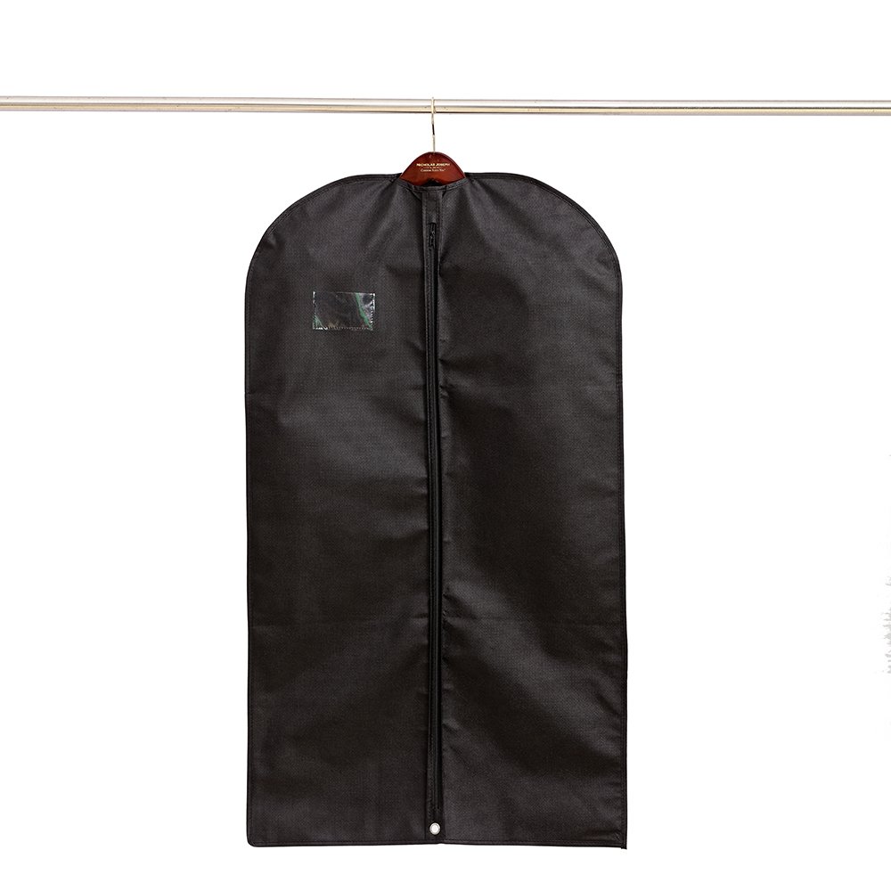 Ezihom 42" Garment Bags for Storage, Black Non Woven Fabric Breathable