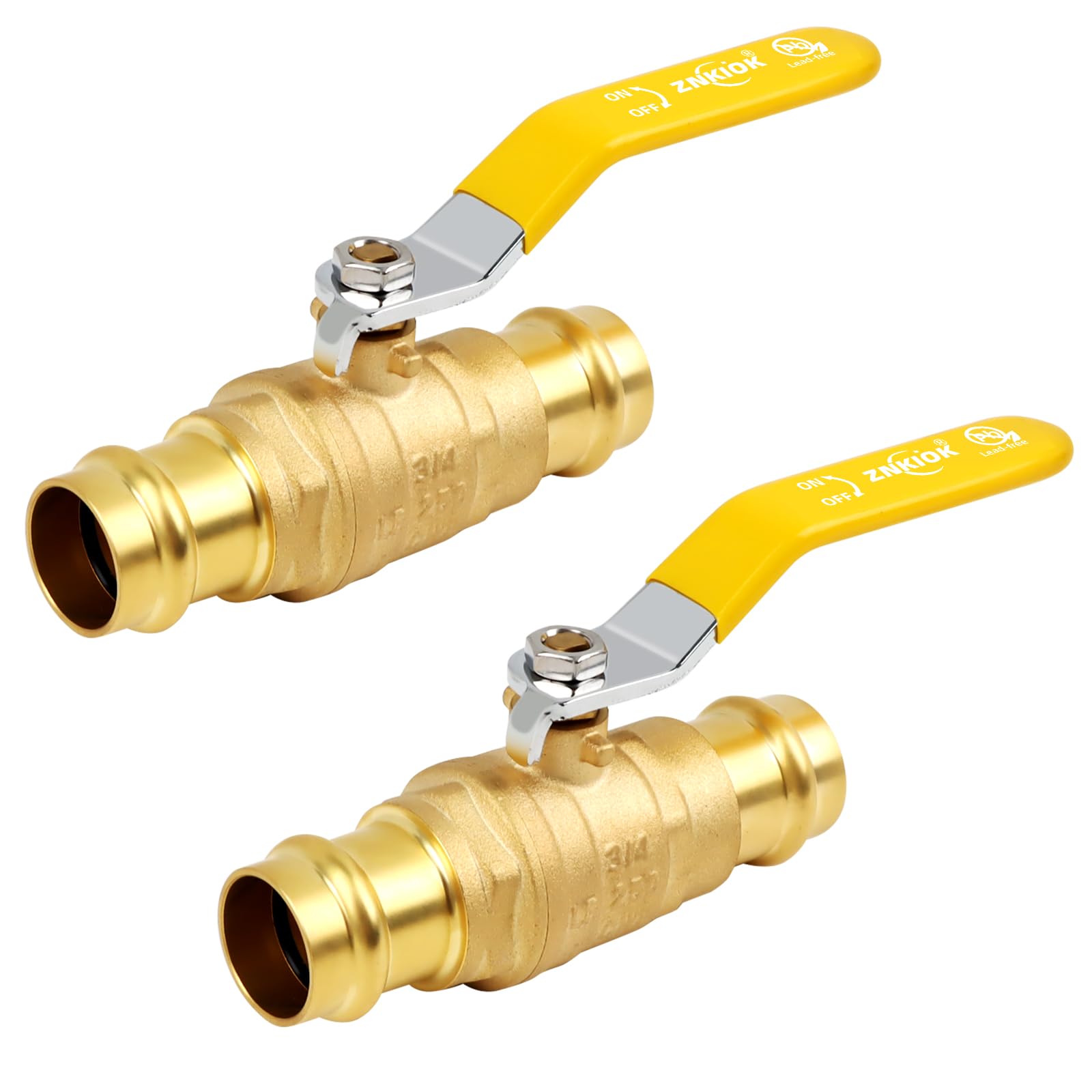 Photo 1 of (Znkiok 2 Pack) Durable Upgraded 3/4" Press Ball Valve Heavy Duty,3/4 inch Brass Ball Valve With Press End,ProPress Fitting Connection For Copper Tubing,Quarter Turn,Lead-Free, UPC,NSF61,NSF372.